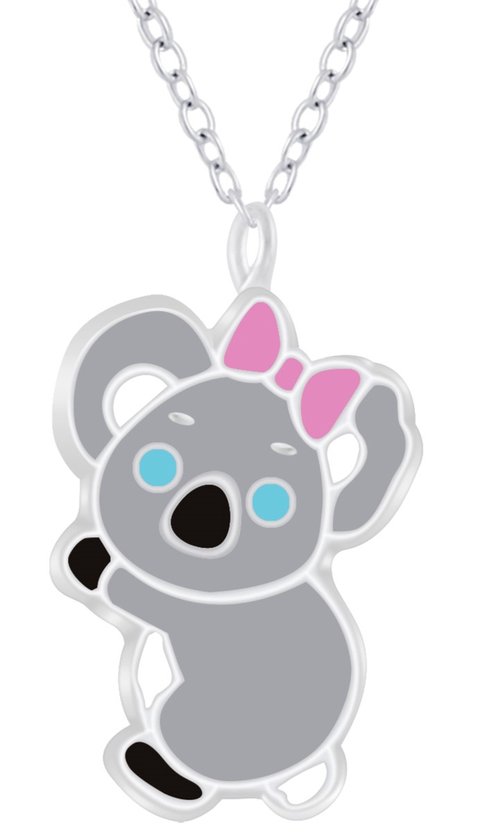 Joy|S - Zilveren koala hanger met ketting 36 cm + 5 cm