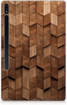 Silicone Tablet Hoes geschikt voor Samsung Galaxy Tab S7 Plus | S8 Plus Wooden Cubes