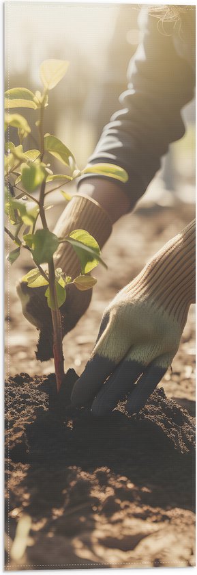 Vlag - Tuinieren - Planten - Zand - Handcshoenen - 20x60 cm Foto op Polyester Vlag