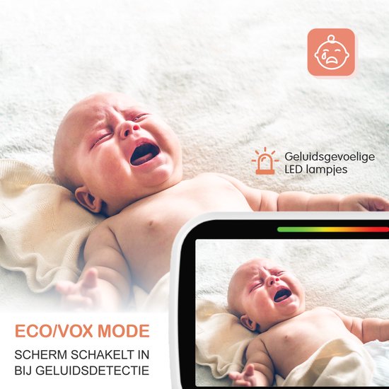 Baby monitor - Babyfoon met monitor - 7 inch - Nachtzicht - Ultra HD - Geluid detectie - Video & Audio - Splitscreen - 355 graden draaien (7 inch - 2 camera's - Moon edition