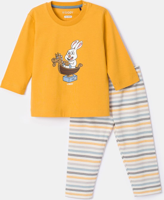 Woody pyjama baby unisex - goud - haas - 232-10-PLS-S/620 - maat 62