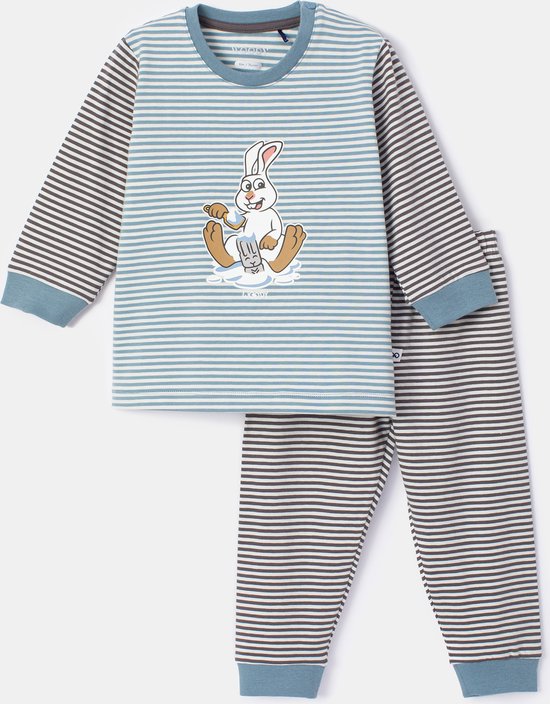 Woody pyjama baby jongens - blauw-wit gestreept - haas - 232-10-PZL-Z/916 - maat 68