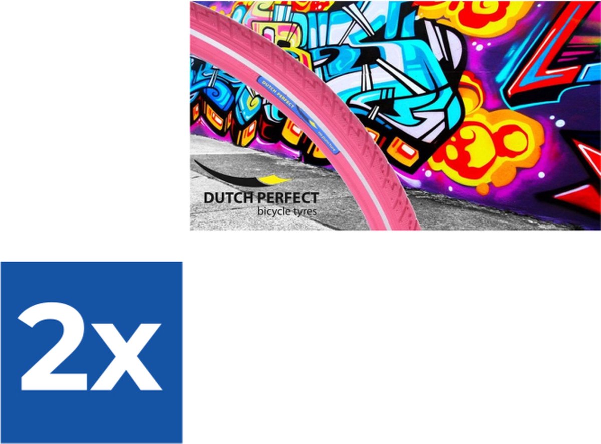 Dutch Perfect No Puncture - Buitenband Fiets - 40-622 / 28 x 1 5/8 x 1 1/2 inch - Roze - Voordeelverpakking 2 stuks