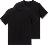 SCHIESSER American T-shirt (2-pack) - heren shirt korte mouw jersey ronde hals zwart - Maat: M