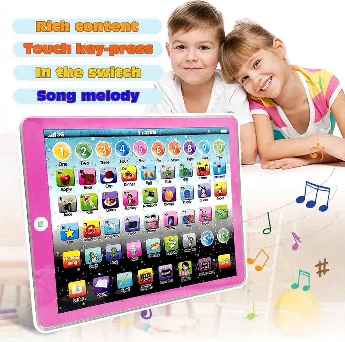 Jouets De Simulation Pour Tablette, Tablette Interactive D'apprentissage  Pour Enfants Avec Des Mots, Des Chiffres, Des Alphabets, De La Musique.  Jouet