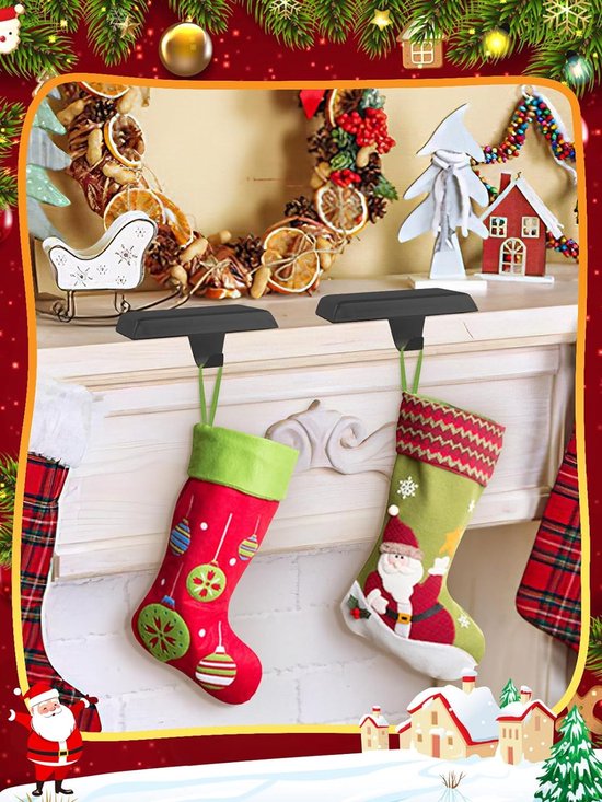 Crochet De Cheminée Cabilock Pour Chaussettes De Noël - Design Rayé Coloré, Métal Robuste, Décoration Festive