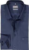 OLYMP comfort fit overhemd - structuur - nachtblauw (contrast) - Strijkvrij - Boordmaat: 42