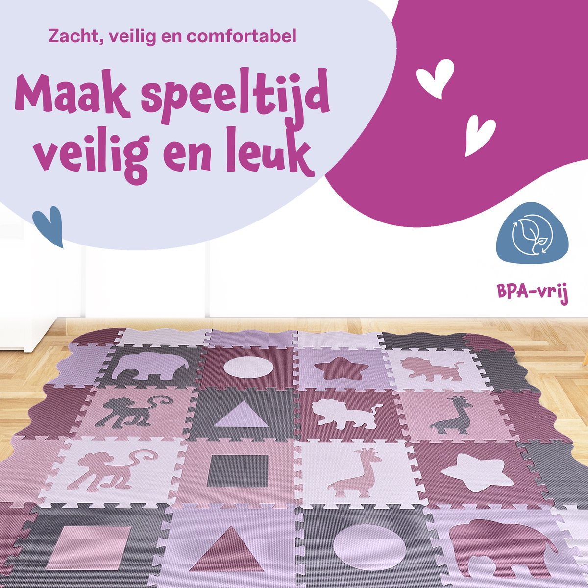 Bellettini® Speelmat voor Baby - Speelgoed 1 jaar - 36 Delige Puzzelmat - Kruipmat - Foam Tegels — afbeelding 8