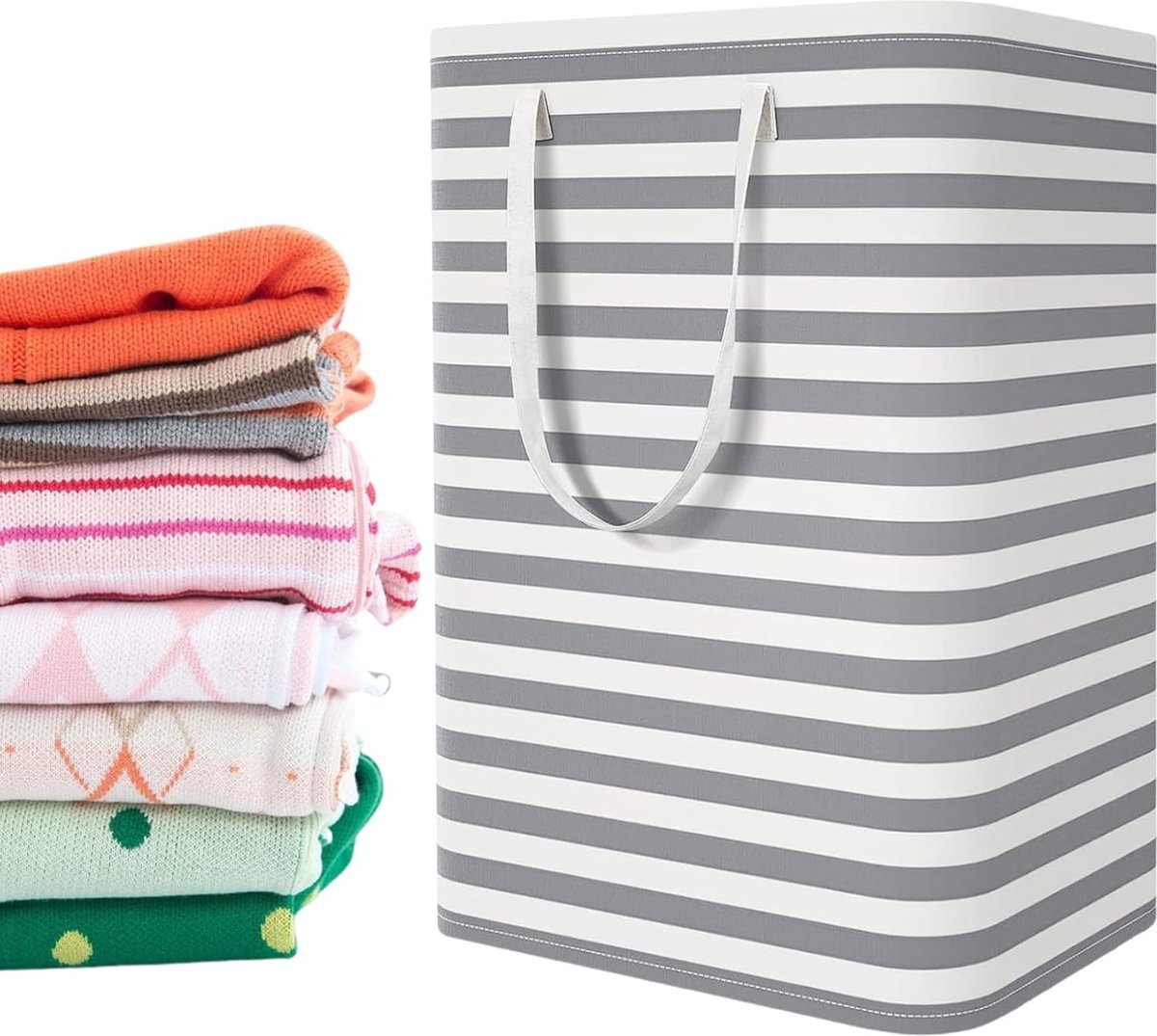 Goedkoopste Grote Wasmand - 75L Opvouwbare Wasmand Linnen Wasbox Smalle Wasmand Waterdichte Waszakken Wasmand Opvouwbare Wasmand Wasmanden voor Wasgoed, Grijs