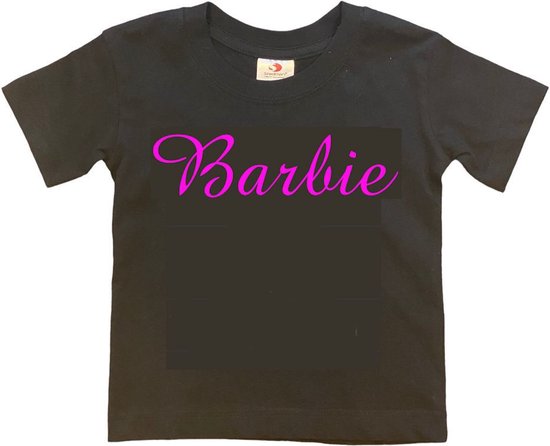 T-shirt Barbie noir avec imprimé ROSE FLUOR (taille 134/140)