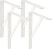 AMIG Plankdrager/planksteun van metaal - 4x - gelakt wit - H600 x B375 mm - boekenplank steunen - tot 150 kg