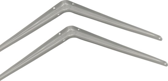 AMIG Support d'étagère/support d'étagère en métal - 2x - argent laqué - H400 x L350 mm