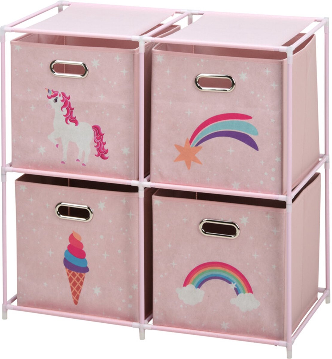 Storage solutions Opbergrek 2-laags - met manden - metaal - 68 x 35 x 70 cm - eenhoorn thema