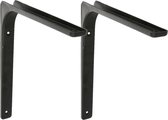 AMIG Support d'étagère/support d'étagère en métal - 2x - peint en noir - H250 x L350 mm - supports d'étagère