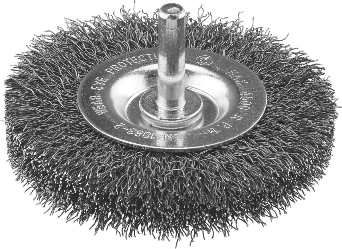 IRWIN Staaldraadborstel (boormachine) voor steen, beton, staal, diameter 75mm, dikte 15mm.