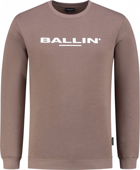 Ballin Amsterdam - Heren Slim fit Sweaters Crewneck LS - Taupe - Maat S