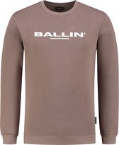 Ballin Amsterdam - Heren Slim fit Sweaters Crewneck LS - Taupe - Maat M
