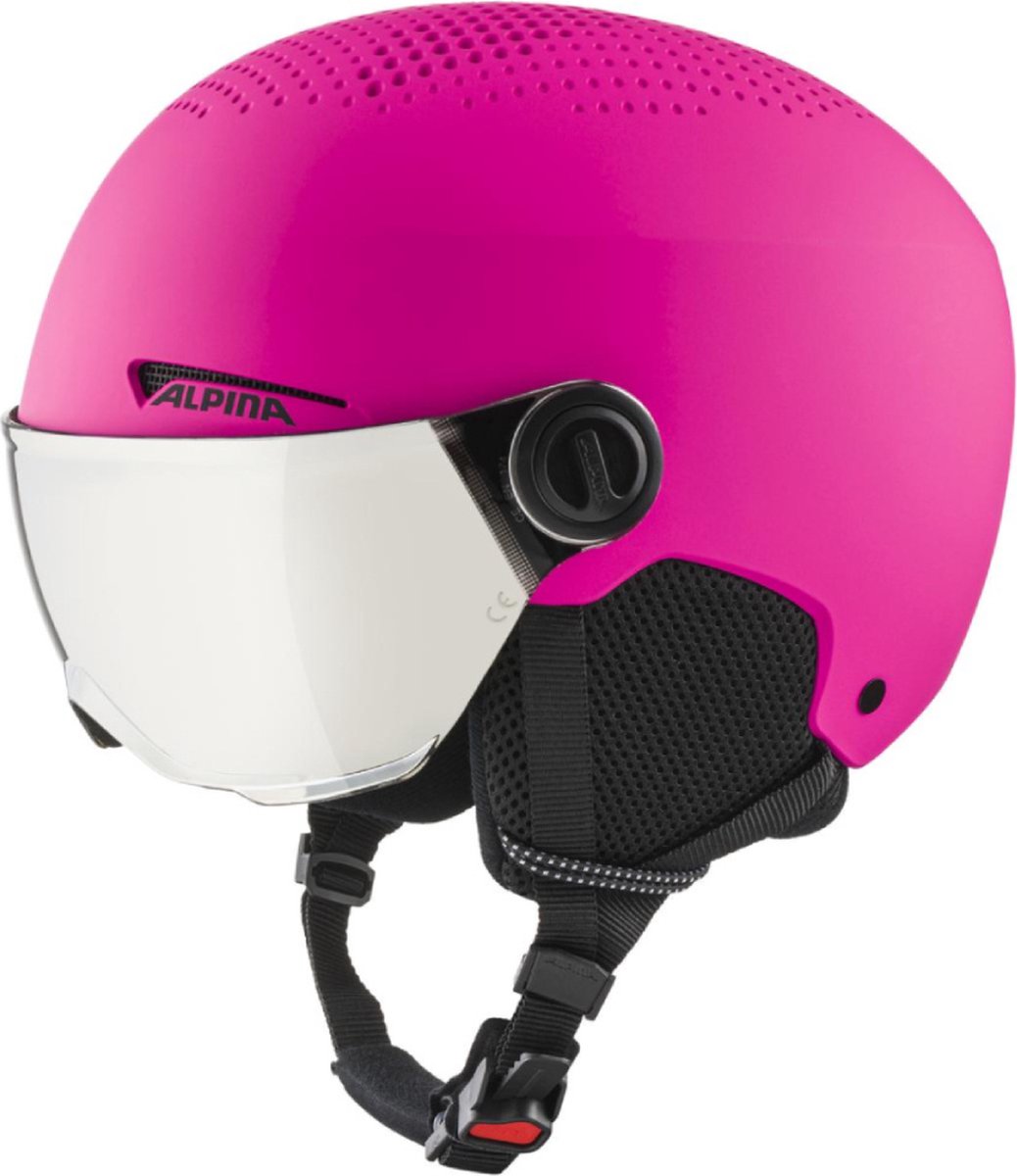 ALPINA Unisex - Kinderen, ZUPO VISOR Q-LITE Skihelm, charcoal-neon matt, 54-58 cm