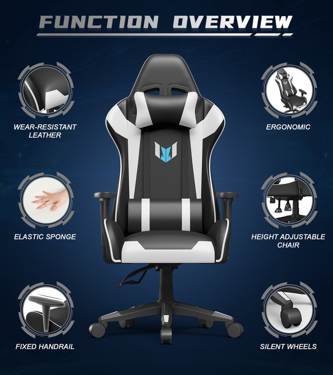 Ergonomische Bureaustoel - Office Chair - Gamestoel - Volwassenen - Gr