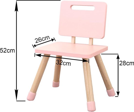Kindertafel met stoel: robuuste kinderstoelenset van grenenhout om te spelen en te leren - perfect kinderkamermeubel in Scandinavische stijl (roze, 1 stoel) van Kinder — afbeelding 5