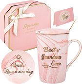 Beste Oma Mok Beste Oma Ooit Koffiemok Verjaardags Moederdagcadeau voor Oma 420 ml Cadeauset (Roze-beste Oma)