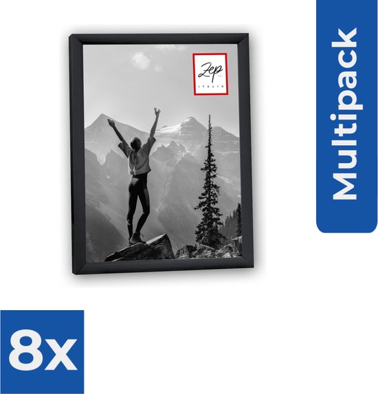 Kunststof Fotolijst New Easy Zwart 21x29-7 cm ( A4 ) KB11 - Fotolijst - Voordeelverpakking 8 stuks