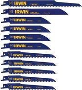 IRWIN Set bimetal reciprozaagbladen voor hout, PVC en metaal 11PCS, diverse vertanding en lengte