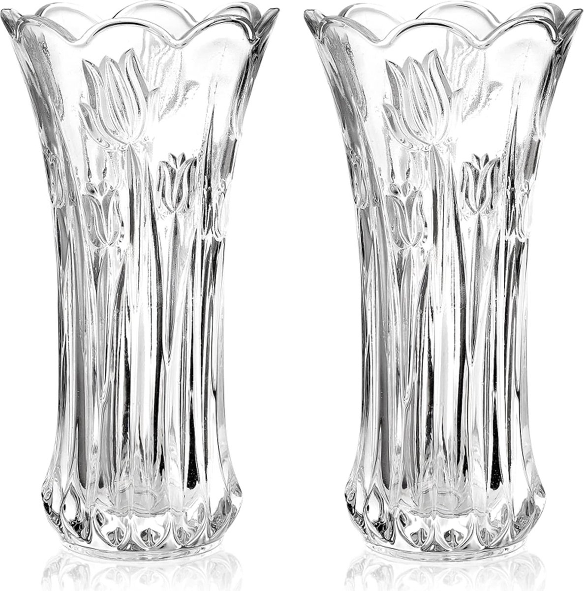 Vase évasé rose bouteille décorative en verre épais