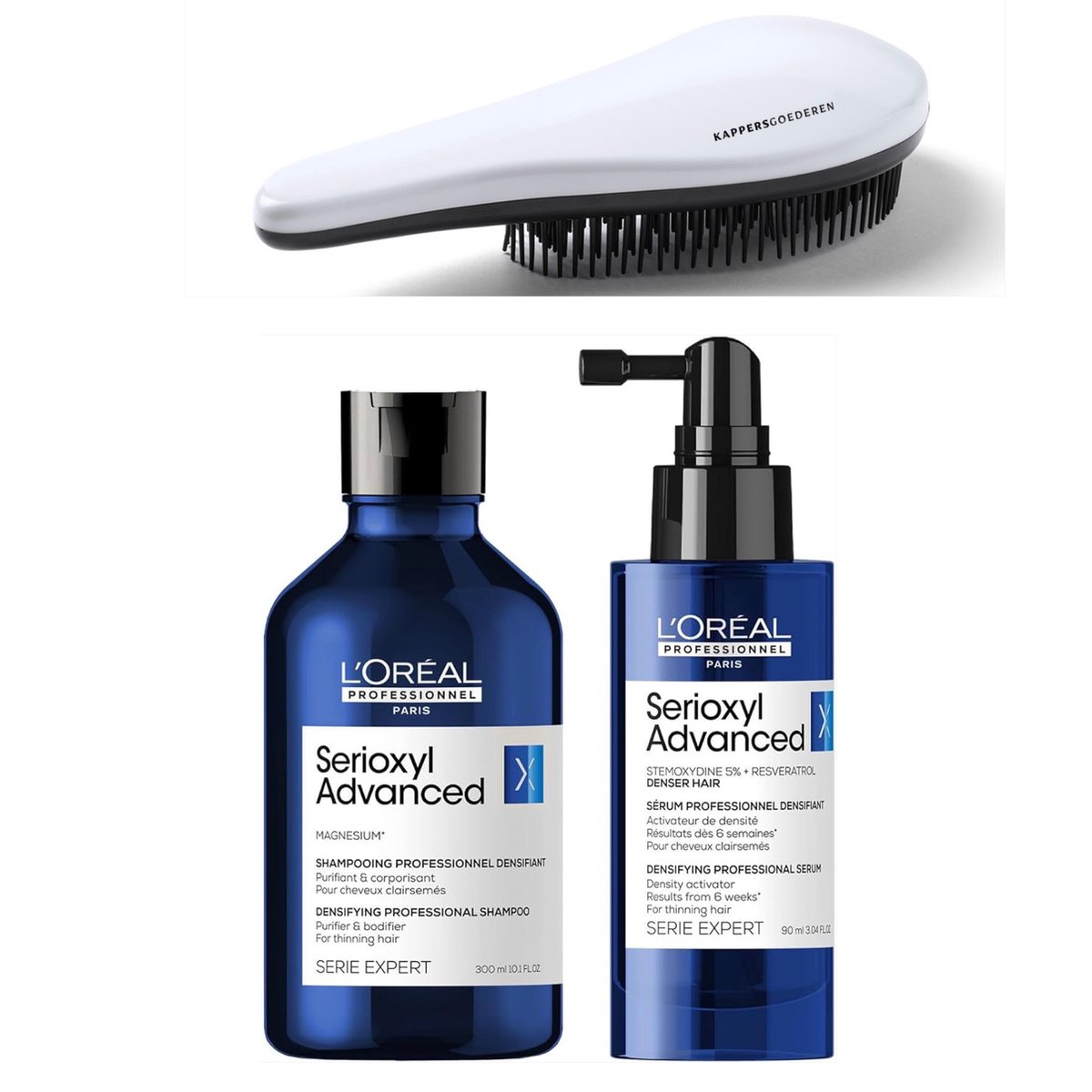 Bol.com L'Oréal Professionnel - Serioxyl Advanced Set - Dunner Wordend Haar - Shampoo + Serum + KG Ontwarborstel - Serie Expert Kit aanbieding