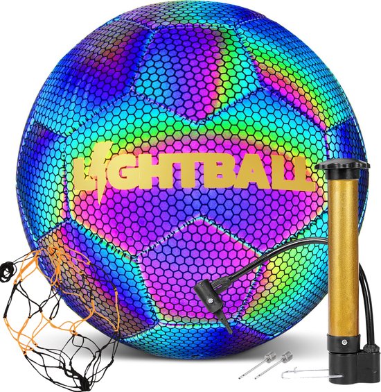 Lightball Lichtgevende Voetbal - Reflecterend - Holografisch - Maat 5 - Bal - Wit/Zwart/Roze/Blauw/Geel