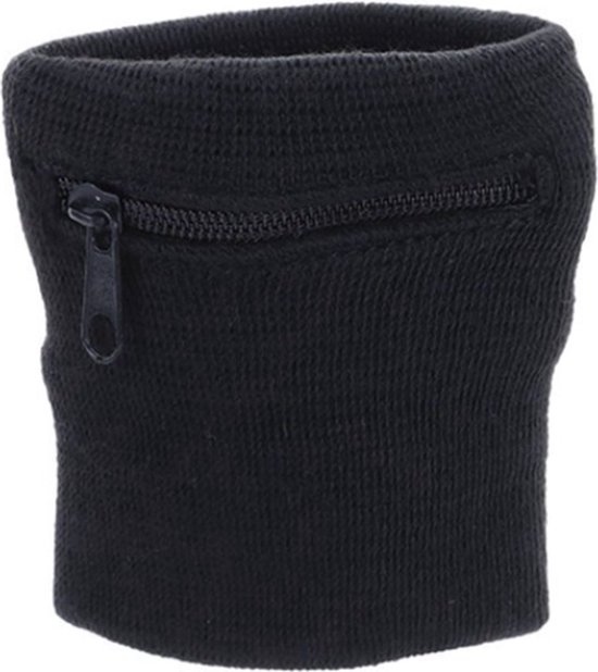 Pols Portemonnee met Rits - Zweetbandje - Zwart - 8,5x9,5 cm - Gratis Verzonden