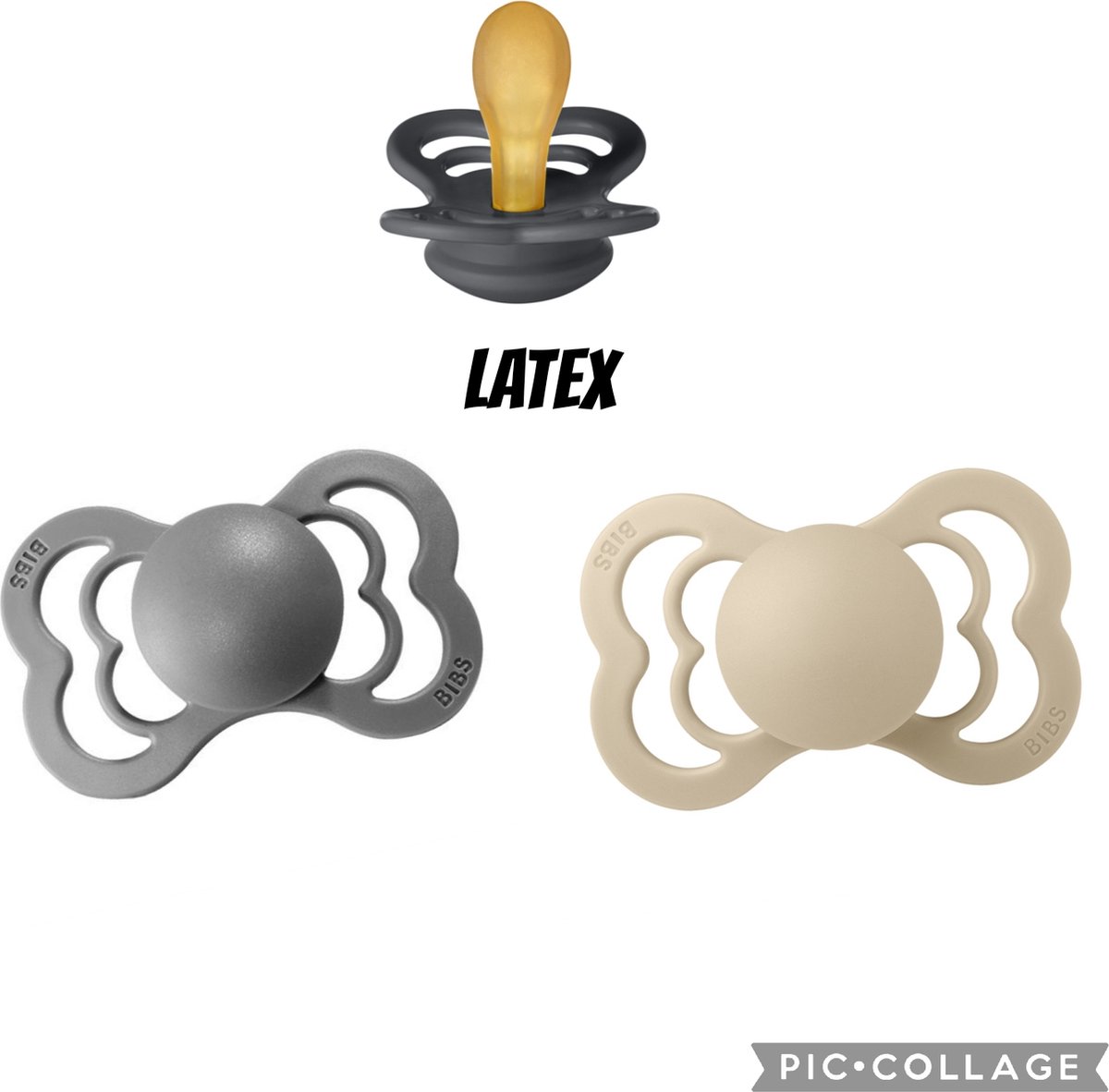 Goedkoopste Bibs Supreme Latex fopspeen 0-6 maand 3 stuks Iron,Smoke en Vanilla maat 1