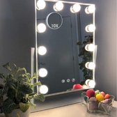 Make up Spiegel met Verlichting - Hollywood Spiegel - 12 LED-lampen en 3 Kleuren Licht - 360 graden rotatie - Verlichte Make-upspiegel - 30x41cm - Touch Sensor