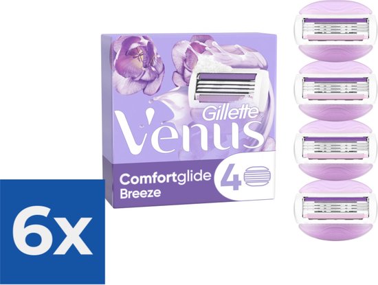 Foto: Gillette venus comfortglide breeze scheermesjes voor vrouwen 4 navulmesjes voordeelverpakking 6 stuks