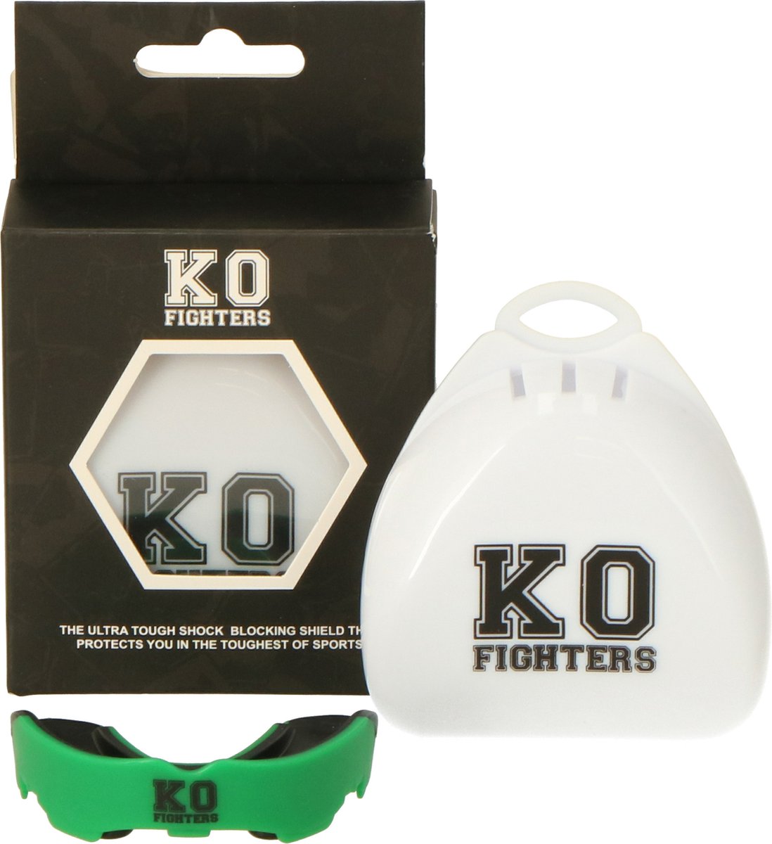 KO Fighters - Hockey Bitje - Gebitsbeschermer - Mouthguard - Groen/ Zwart - Senior