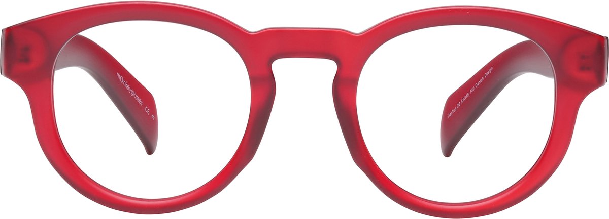 ™Monkeyglasses Aarhus 26 Matt red BLC + 3,0 - Leesbril - Blauw Licht Bril - 100% Upcycled - Danish Design