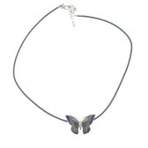 Behave Ketting - ketting met hanger - vlinder - blauw - dames - emaille - cloissonné - 40 cm