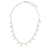 Behave - Ketting - Dames - Echte Zoetwaterparels - Wit - Zilverkleurig - 52.50 cm