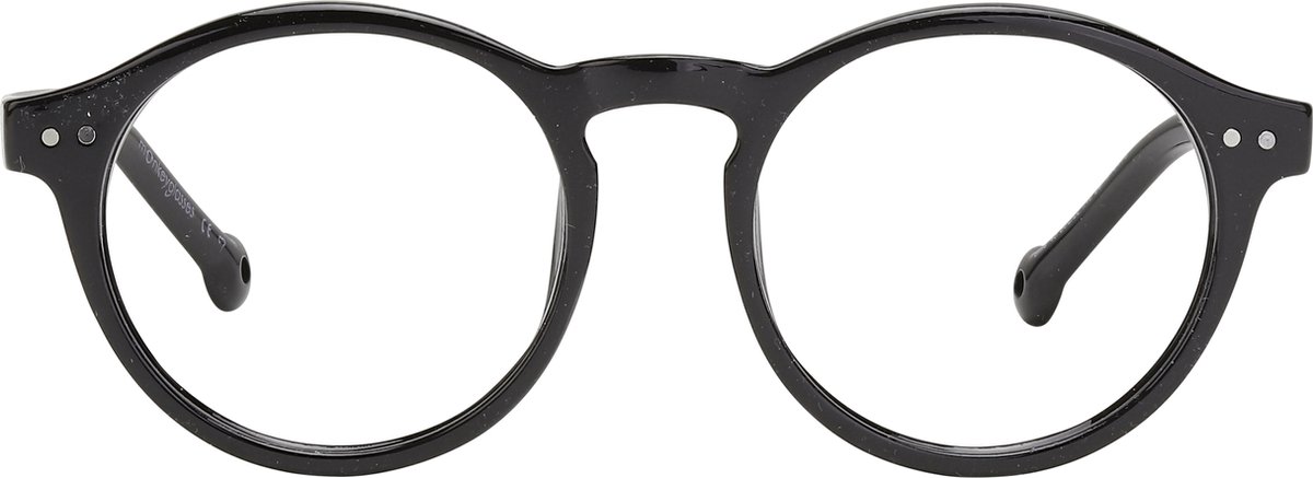 ™Monkeyglasses Bille 45 Black BLC + 3,0 - Leesbril - Blauw Licht Bril - 100% Upcycled - Danish Design