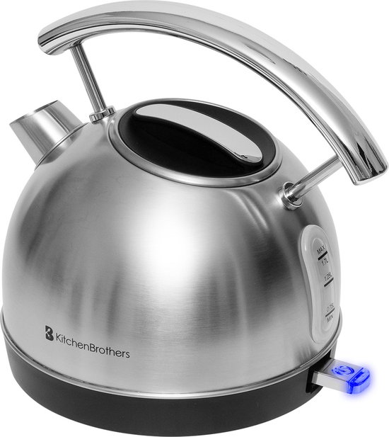 KitchenBrothers waterkokers 11 KitchenBrothers Waterkoker Retro - 1,7L - Vintage - 2200W - RVS - Zilver