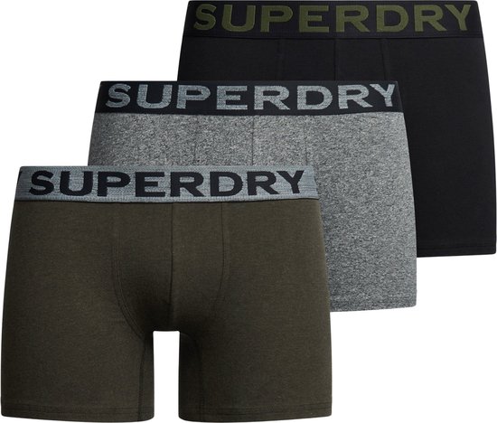 Superdry Slip Boxer Triple Pack M3110452a Asphalt Grit Winter Kaki Taille Homme - XL