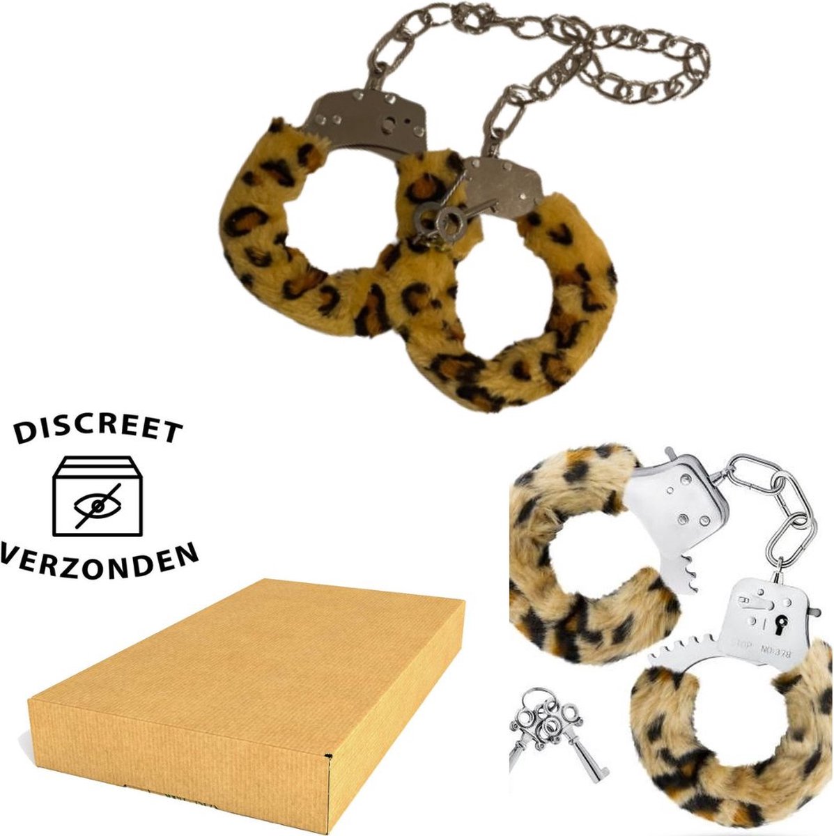 Goedkoopste Hand- en Enkelboeien met tijger Pluche – Verstelbaar Metaal – Erotiek Set voor Koppel – Discrete Verpakking