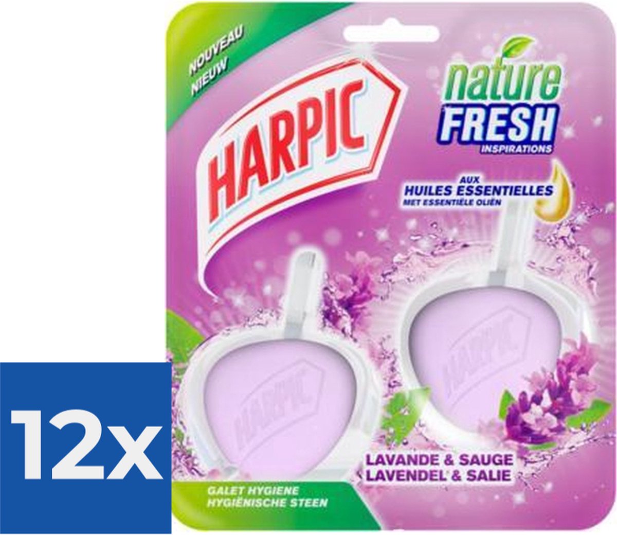 Harpic Toiletreiniger wc-blok Nature Fresh Lavendel & Salie 2 x 40 gr - Voordeelverpakking 12 stuks