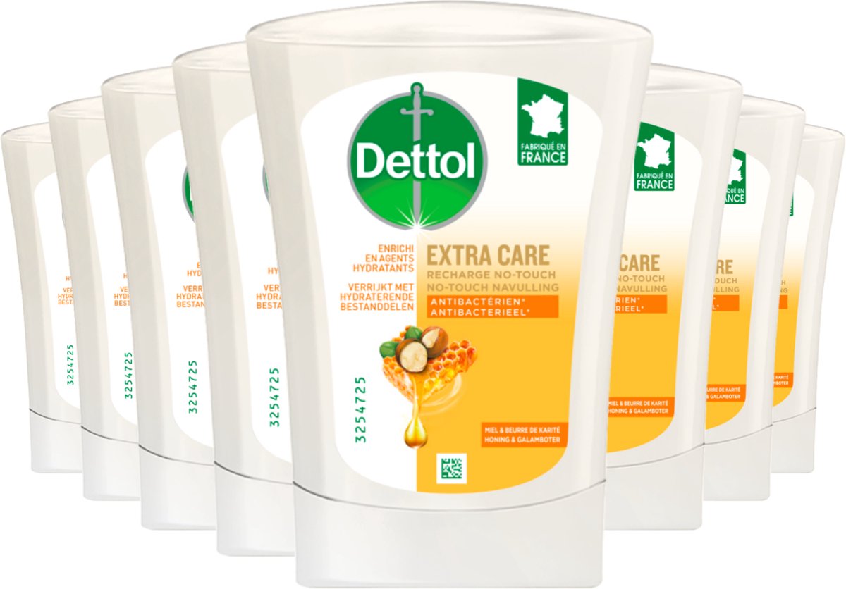 Bol.com Dettol No-Touch Navulling Handzeep - Extra Care Honey & Sheabutter 250ML - 8 Stuks - Voordeelverpakking aanbieding