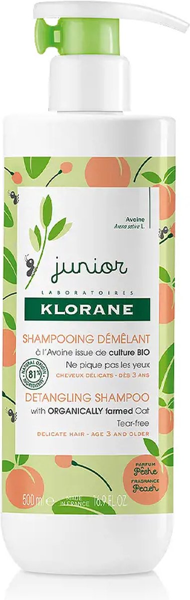 Ontklittende shampoo Klorane Junior Peach 500 ml
