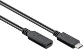 USB-C naar USB-C verlengkabel - USB3.2 (tot 10 Gbit/s) - PD tot 20V/3A / zwart - 1 meter