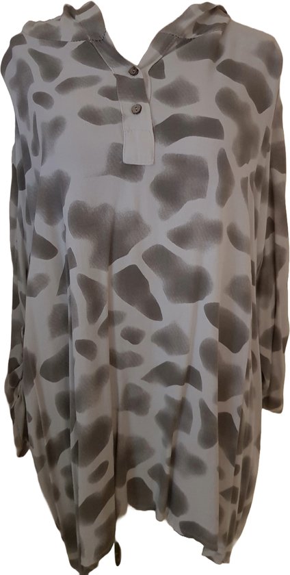 Dames top/blouses print met capuchon beige One size