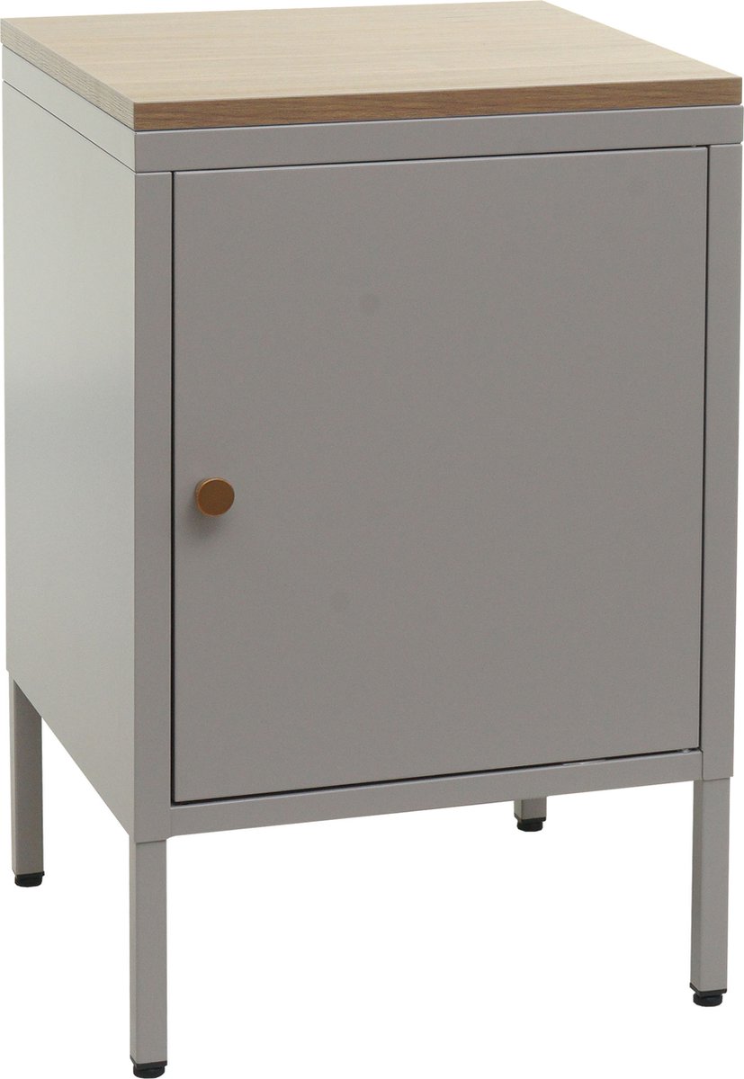 MCW Nachtkastje MCW-L84, nachtkastje ladekast bijzettafel kastje, metaal 63x40x40cm, gemelamineerd ~ grijs