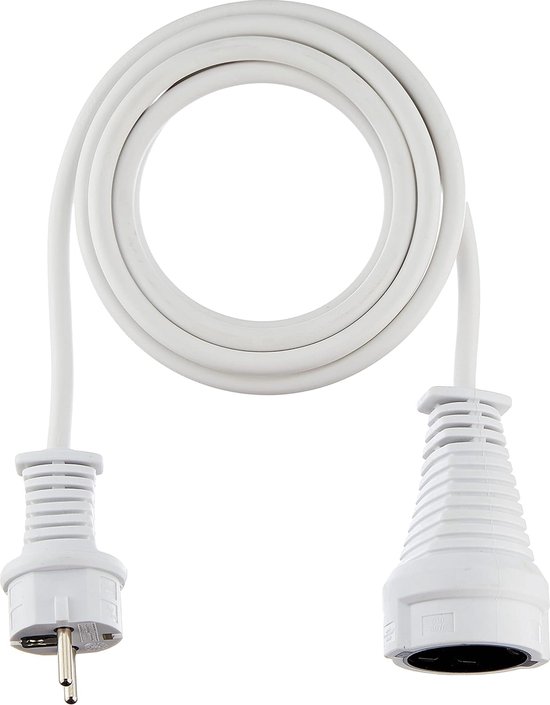 Rallonge électrique avec fiche plate 2m H05VV-F 3G1,5 blanc