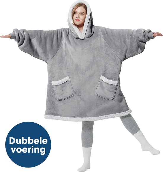 Couverture à capuche Premium avec manches - Taille unique unique - Double doublure - Snuggie - Couverture polaire - Couverture TV - Snug Rug - Couverture chauffante